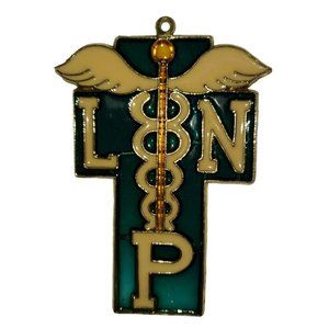 Vintage Handmade Stained Glass LPN Nurse Suncatcher Ornament Nursing Student